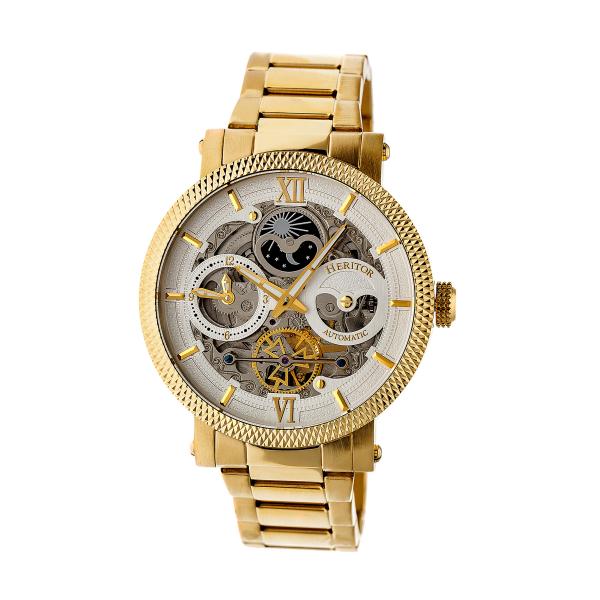 Heritor Automatic Aries Skeleton Dial Bracelet Watch - Gold/Silver