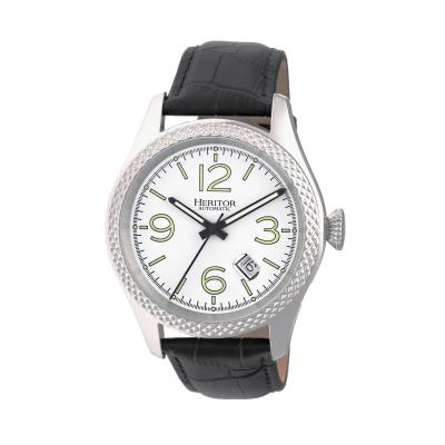Heritor Automatic Barnes Leather-Band Watch w/Date - Silver