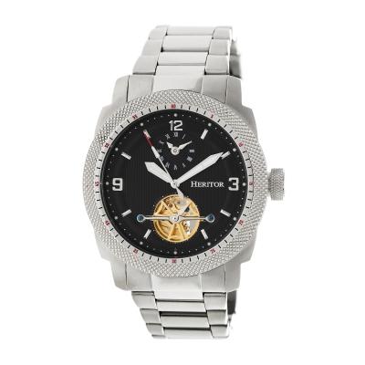 Heritor Automatic Helmsley Semi-Skeleton Bracelet Watch - Silver/Black