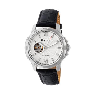 Heritor Automatic Bonavento Semi-Skeleton Leather-Band Watch - Silver