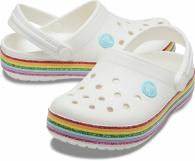  Crocs Crocband Rainbow Glitter Clog Kids White