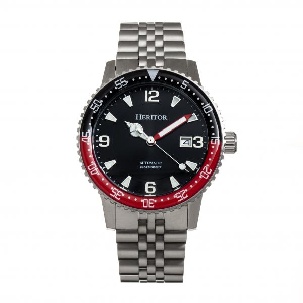 Heritor Automatic Dominic Bracelet Watch w/Date - Black&Red/Black