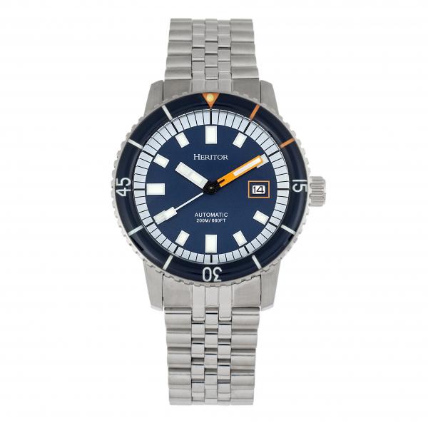 Heritor Automatic Edgard Bracelet Diver's Watch w/Date - Navy