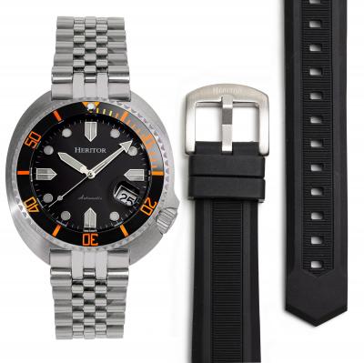 Heritor Automatic Matador Box Set with Interchangable Bands and Date Display - Black/Orange